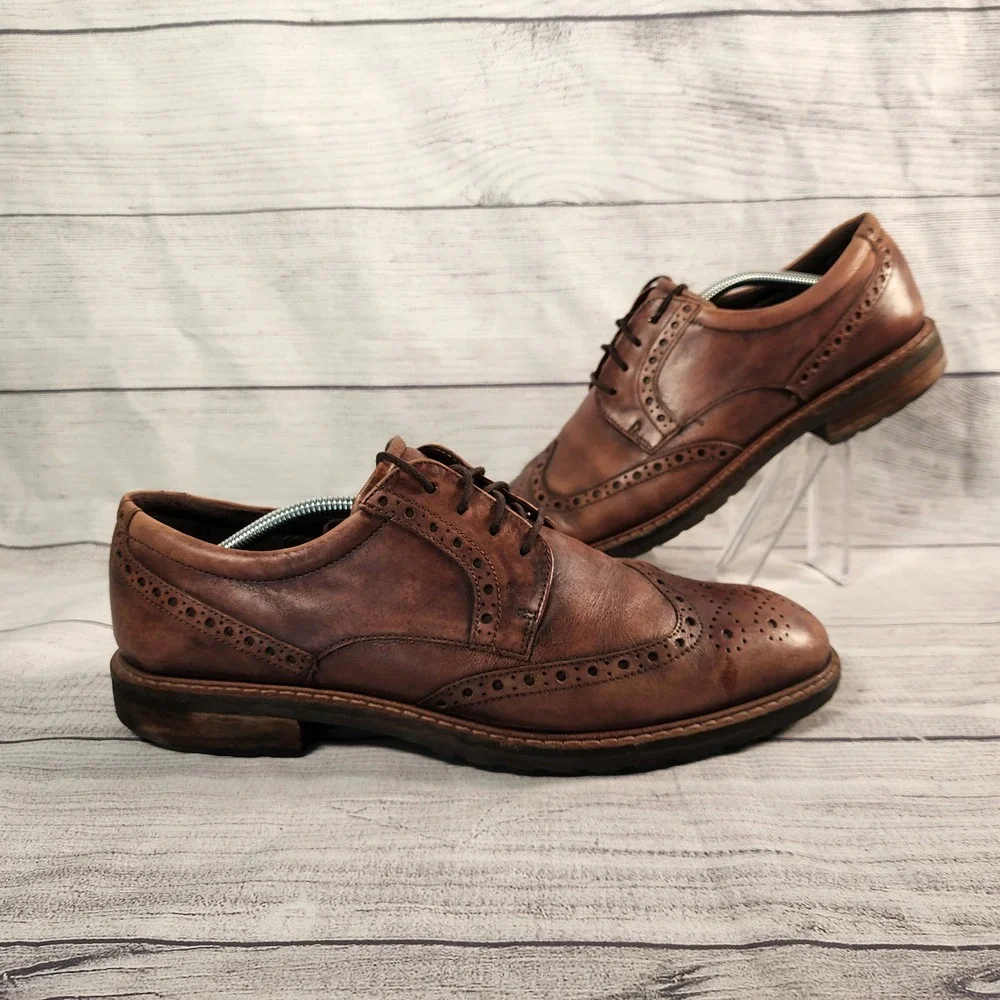 ECCO Mens Size 11 US Brown Leather Vitrus Wingtip Brogue Oxford Derby Shoes